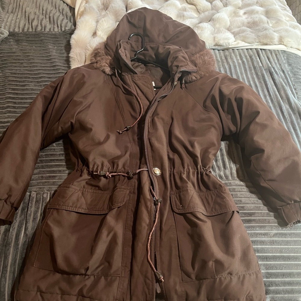 Women's Brown Hooded Puffer Jacket